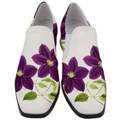 Purple Star Clematis - Vintage Design Slip On Heel Loafers by WensdaiAmbrose