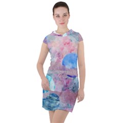 Abstract Clouds And Moon Drawstring Hooded Dress by charliecreates