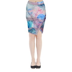 Abstract Clouds And Moon Midi Wrap Pencil Skirt by charliecreates