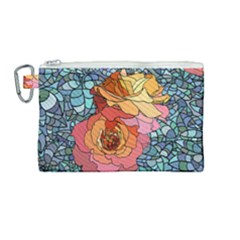 Stained Glass Roses Canvas Cosmetic Bag (medium) by WensdaiAmbrose