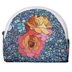 Stained Glass Roses Horseshoe Style Canvas Pouch by WensdaiAmbrose