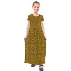 Freedom And Spectacular Butterflies Kids  Short Sleeve Maxi Dress