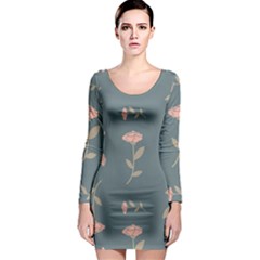 Florets Rose Flower Long Sleeve Bodycon Dress by HermanTelo