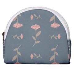 Florets Rose Flower Horseshoe Style Canvas Pouch by HermanTelo