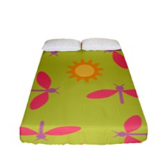 Dragonfly Sun Flower Seamlessly Fitted Sheet (full/ Double Size) by HermanTelo