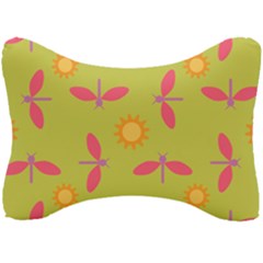 Dragonfly Sun Flower Seamlessly Seat Head Rest Cushion by HermanTelo