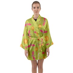 Dragonfly Sun Flower Seamlessly Long Sleeve Kimono Robe by HermanTelo