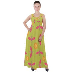 Dragonfly Sun Flower Seamlessly Empire Waist Velour Maxi Dress