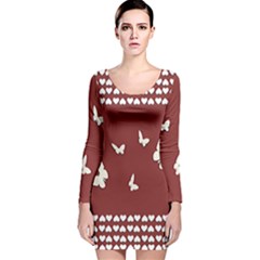 Heart Love Butterflies Animal Long Sleeve Velvet Bodycon Dress