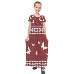 Heart Love Butterflies Animal Kids  Short Sleeve Maxi Dress