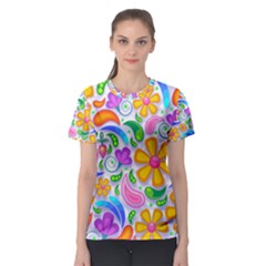 Floral Paisley Background Flower Yellow Women s Sport Mesh Tee