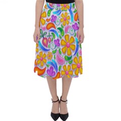 Floral Paisley Background Flower Yellow Classic Midi Skirt