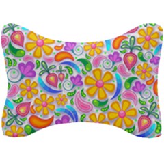 Floral Paisley Background Flower Yellow Seat Head Rest Cushion by HermanTelo