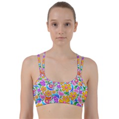 Floral Paisley Background Flower Yellow Line Them Up Sports Bra by HermanTelo