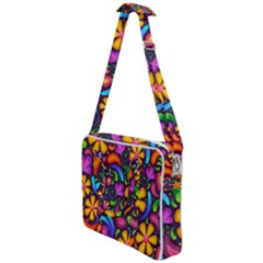 Floral Paisley Background Flower Purple Cross Body Office Bag