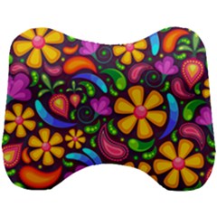 Floral Paisley Background Flower Purple Head Support Cushion