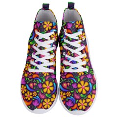 Floral Paisley Background Flower Purple Men s Lightweight High Top Sneakers