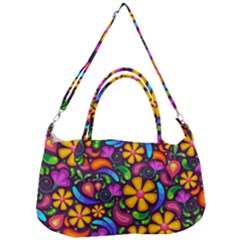 Floral Paisley Background Flower Purple Removal Strap Handbag