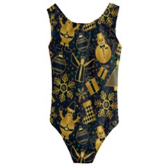 Christmas Background Gold Kids  Cut-out Back One Piece Swimsuit by HermanTelo