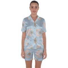 Moon Star Air Heaven Satin Short Sleeve Pyjamas Set by HermanTelo