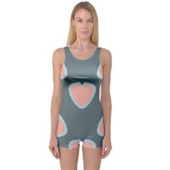 Hearts Love Blue Pink Green One Piece Boyleg Swimsuit