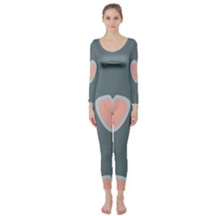 Hearts Love Blue Pink Green Long Sleeve Catsuit by HermanTelo