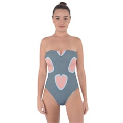 Hearts Love Blue Pink Green Tie Back One Piece Swimsuit