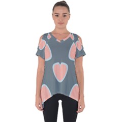 Hearts Love Blue Pink Green Cut Out Side Drop Tee by HermanTelo