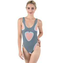 Hearts Love Blue Pink Green High Leg Strappy Swimsuit