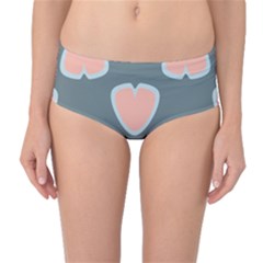 Hearts Love Blue Pink Green Mid-waist Bikini Bottoms