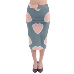 Hearts Love Blue Pink Green Midi Pencil Skirt