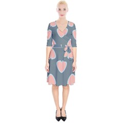 Hearts Love Blue Pink Green Wrap Up Cocktail Dress