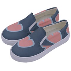 Hearts Love Blue Pink Green Kids  Canvas Slip Ons by HermanTelo