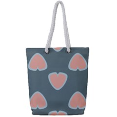 Hearts Love Blue Pink Green Full Print Rope Handle Tote (small) by HermanTelo