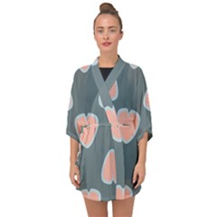 Hearts Love Blue Pink Green Half Sleeve Chiffon Kimono by HermanTelo