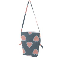 Hearts Love Blue Pink Green Folding Shoulder Bag by HermanTelo