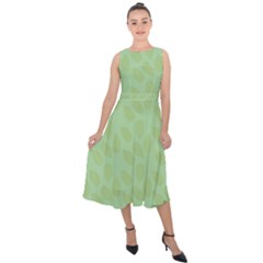 Leaves - Light Green Midi Tie-back Chiffon Dress by WensdaiAmbrose