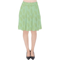 Leaves - Light Green Velvet High Waist Skirt by WensdaiAmbrose