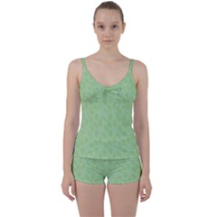 Leaves - Light Green Tie Front Two Piece Tankini by WensdaiAmbrose
