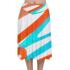 Abstract Colors Print Design Velvet Flared Midi Skirt by dflcprintsclothing