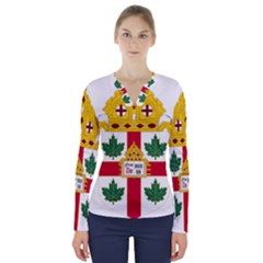 Coat Of Arms Of Anglican Church Of Canada V-neck Long Sleeve Top by abbeyz71