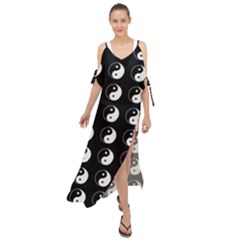 Yin Yang Pattern Maxi Chiffon Cover Up Dress