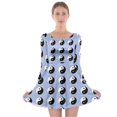 Yin Yang Pattern Long Sleeve Skater Dress by Valentinaart