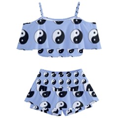 Yin Yang Pattern Kids  Off Shoulder Skirt Bikini by Valentinaart