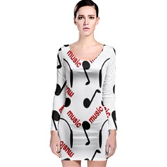 Music Letters Word Headphones Note Long Sleeve Bodycon Dress by HermanTelo