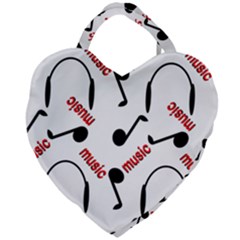 Music Letters Word Headphones Note Giant Heart Shaped Tote