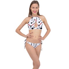 Music Letters Word Headphones Note Cross Front Halter Bikini Set by HermanTelo