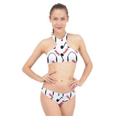 Music Letters Word Headphones Note High Neck Bikini Set by HermanTelo