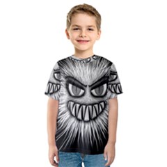 Monster Black White Eyes Kids  Sport Mesh Tee