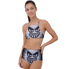 Monster Black White Eyes High Waist Tankini Set by HermanTelo